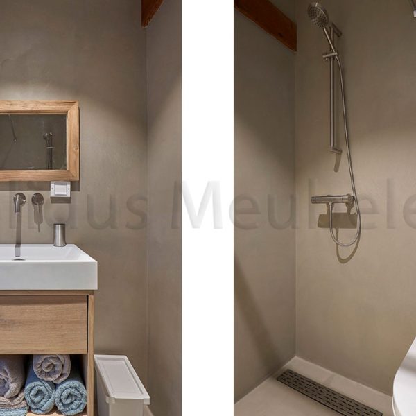 solid surface met eiken badkamermeubel