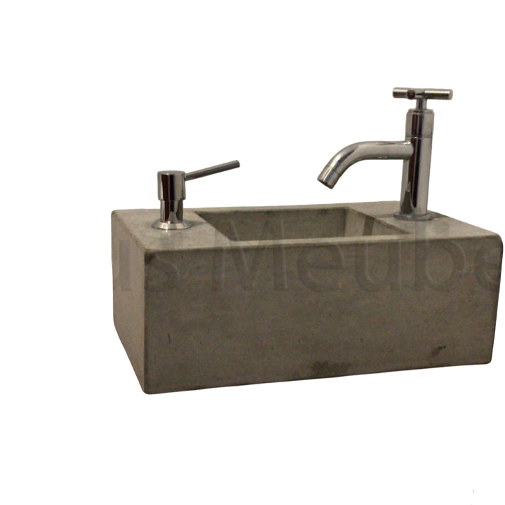 Toiletfontein van Beton. Op maat gemaakt. Uitvoering met zeepdispenser,