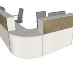 Maatwerk balie met latten, werkplek, ontvangstplek