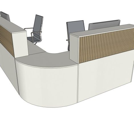 Maatwerk balie met latten, werkplek, ontvangstplek