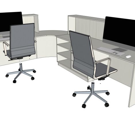 Maatwerk balie met latten, werkplek, ontvangstplek